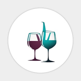 Elegant Wine Glass Duo - Minimalist Vino Art No. 660 Magnet